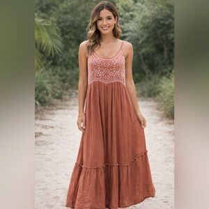 Beautiful Boutique Embroidered Maxi Dress